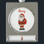 Custom Santa Claus Christmas Flip Flops Silver Plated Banner Ornament<br><div class="desc">An adorable Santa Claus wearing flip flops to relax. Fun product for Christmas parties or family trips to the beach.
Add your favourite text by clicking Personalise this template.</div>