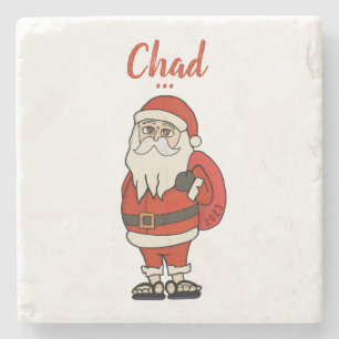 Custom Santa Claus Christmas Flip Flops Stone Coaster