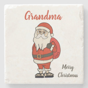 Custom Santa Claus Christmas Flip Flops Stone Coaster