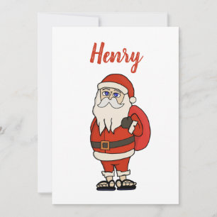 Custom Santa Claus Christmas Flip Flops Thank You Card