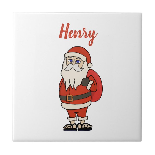 Custom Santa Claus Christmas Flip Flops Tile (Front)