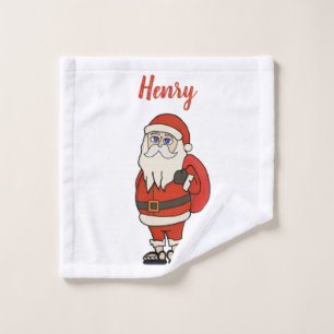 Custom Santa Claus Christmas Flip Flops Wash Cloth