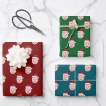 Custom Santa Claus Gift Wrap, Face