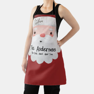 Custom Santa Claus Watercolor Merry Christmas Apron