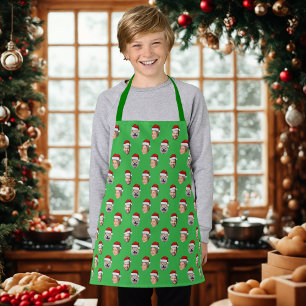 Custom Santa Hat Face 3 Photos Christmas Gift Apron