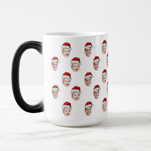 Custom Santa Hat Face Christmas Gift 2 Photos Magic Mug