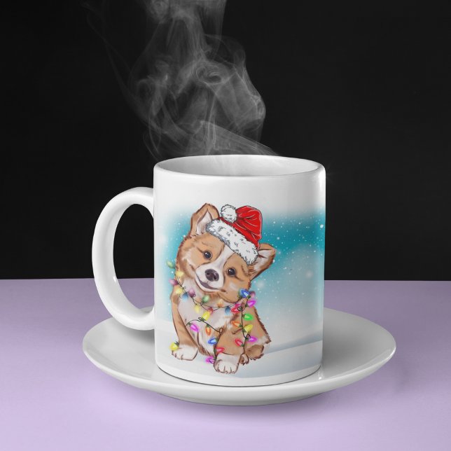 Custom Santa Hat Merry Christmas Corgi Dog Lover Coffee Mug (Creator Uploaded)