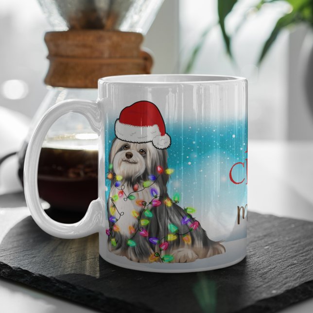 Custom Santa Hat Merry Christmas Havanese Lover Coffee Mug (Creator Uploaded)