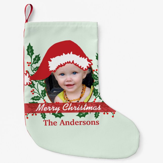 Custom Santa Hat to Personalise Small Christmas Stocking (Front)