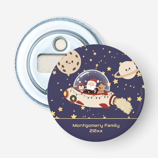 Custom Santa Spaceship Christmas  Bottle Opener (Front)
