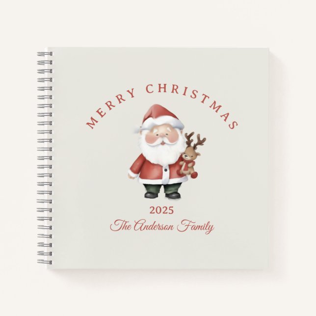Custom Santa watercolor Christmas vibe gift Notebook (Front)