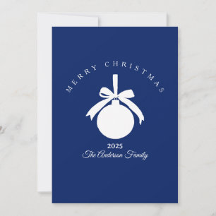 Custom sapphire blue white rustic ornament gift. holiday card