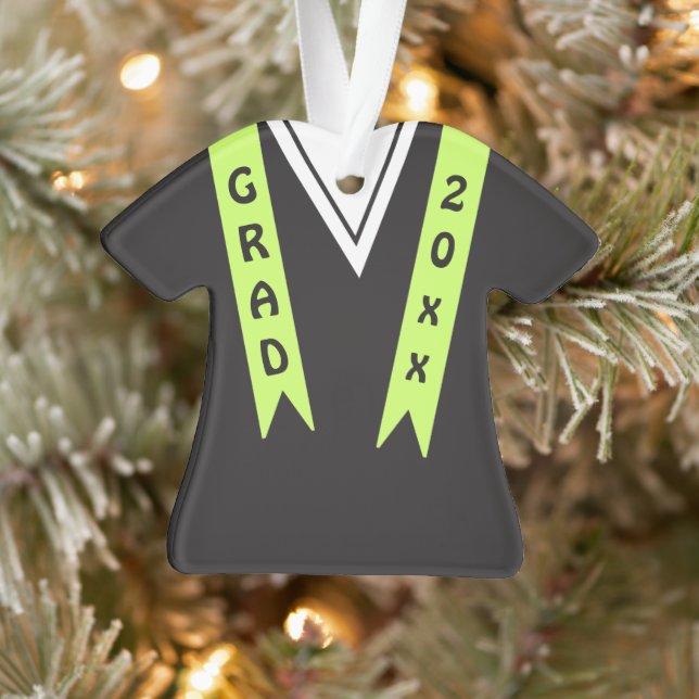 Custom Sash Colour back Text Grad Gown Ornament (Tree)
