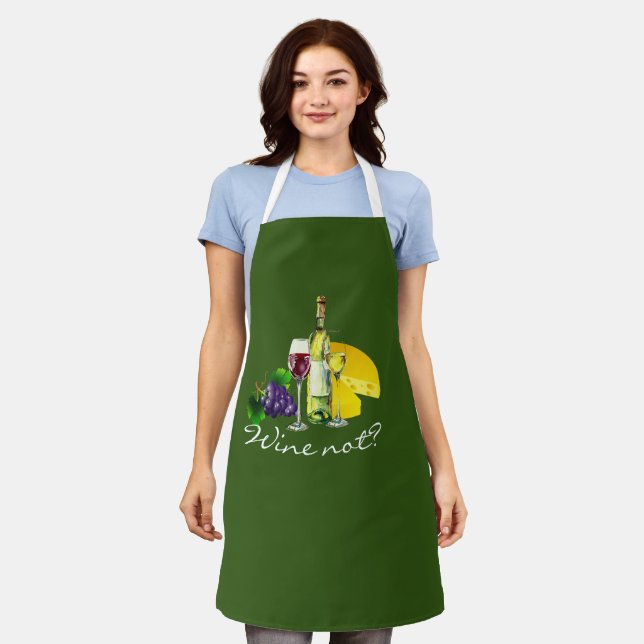 Custom Sassy Clever Wine Pun  "Wine Not" Apron (Worn)