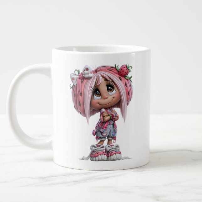 Custom Sassy Strawberry Harajuku Large Coffee Mug (Left)