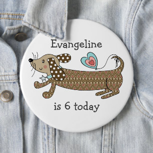 Custom Sausage Dog Dachshund Number Birthday 6 Cm Round Badge