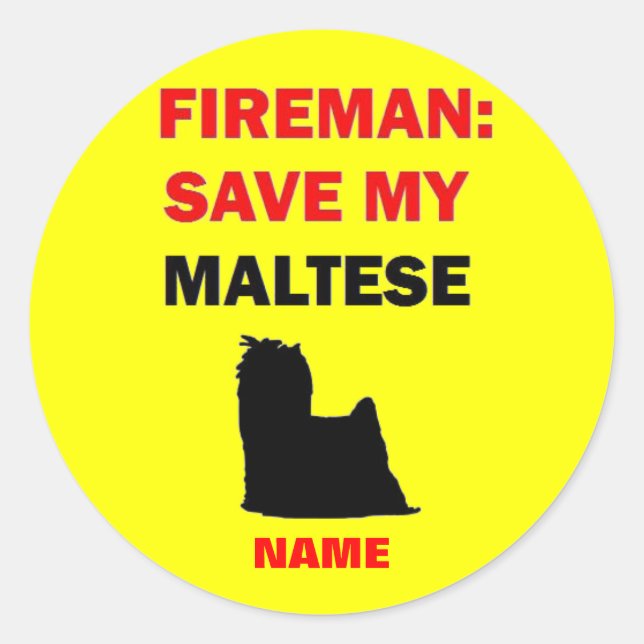 Custom Save My Maltese Classic Round Sticker (Front)