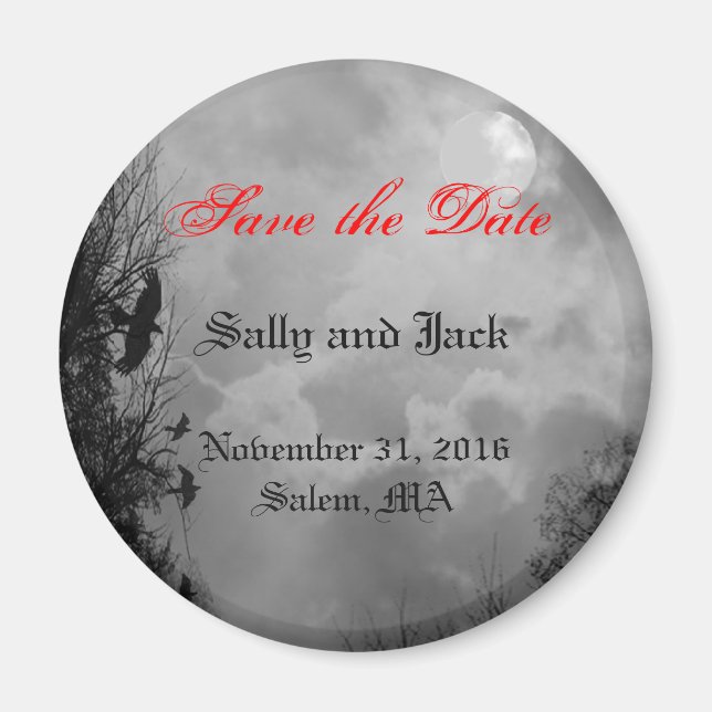 Custom Save the Date Haunted Halloween Sky Magnet (Front)