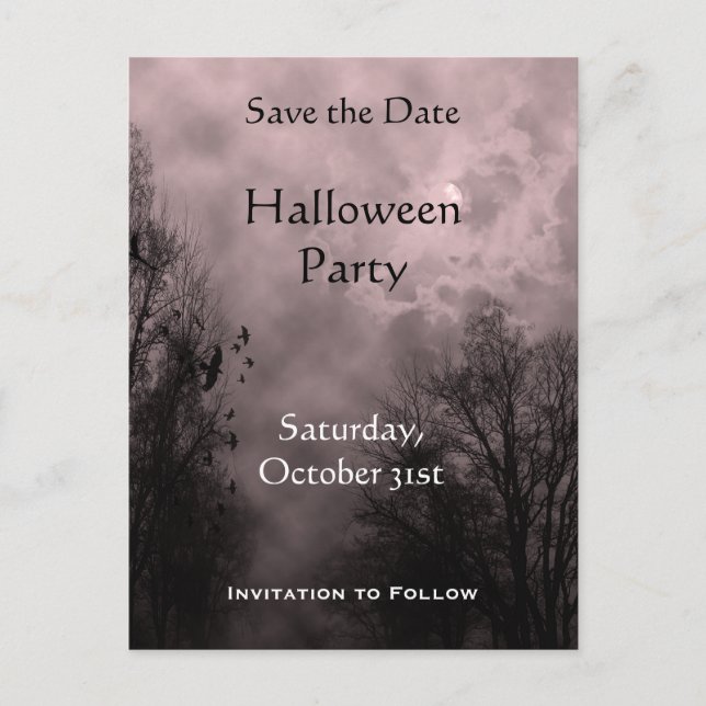 Custom Save the Date Haunted Red Sky Postcard (Front)