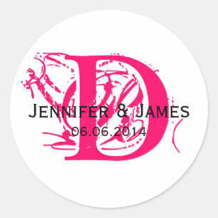 Custom Save the Date Initial Names Wedding Sticker