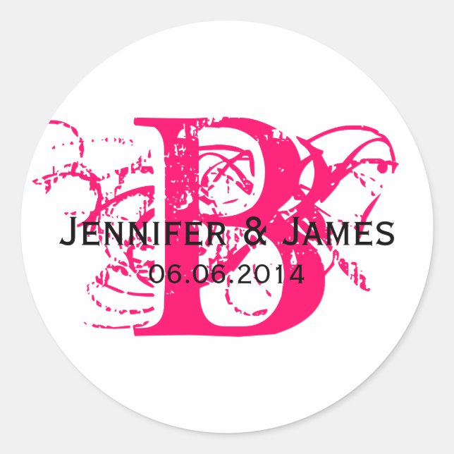 Custom Save the Date Initial Names Wedding Sticker (Front)
