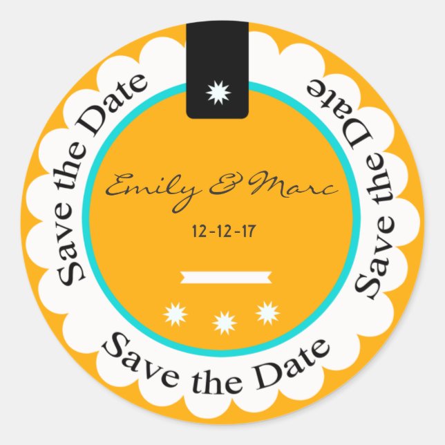Custom Save the Date Round Stickers (Front)