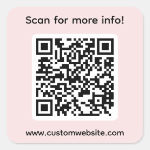 Custom Scan For More Info QR Code Square Sticker