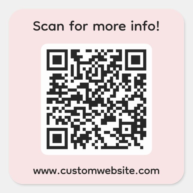 Custom Scan For More Info QR Code Square Sticker (Front)
