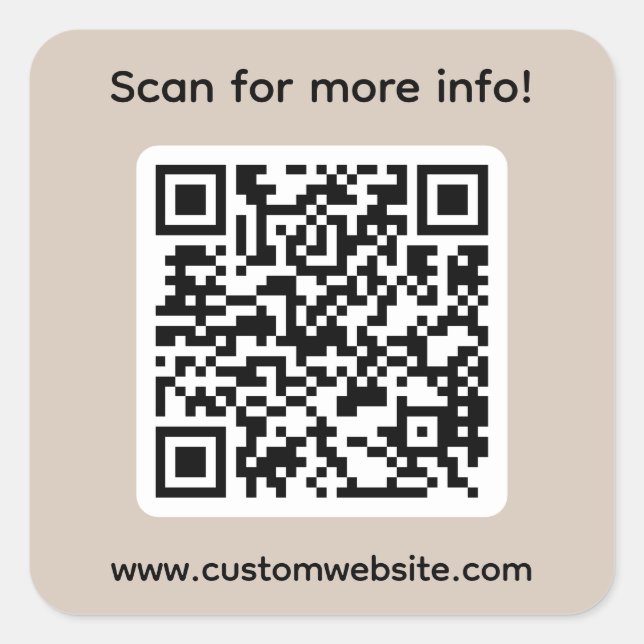 Custom Scan For More Info QR Code Square Sticker (Front)