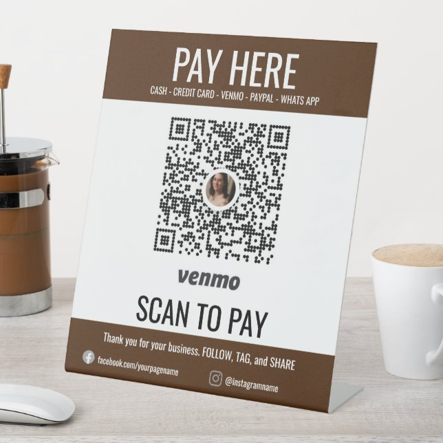 Custom Scan to Pay QR Code Venmo Pay Here Pedestal Sign (In SItu)