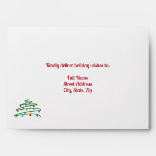 Custom Scarlet Red and Christmas Tree Envelope
