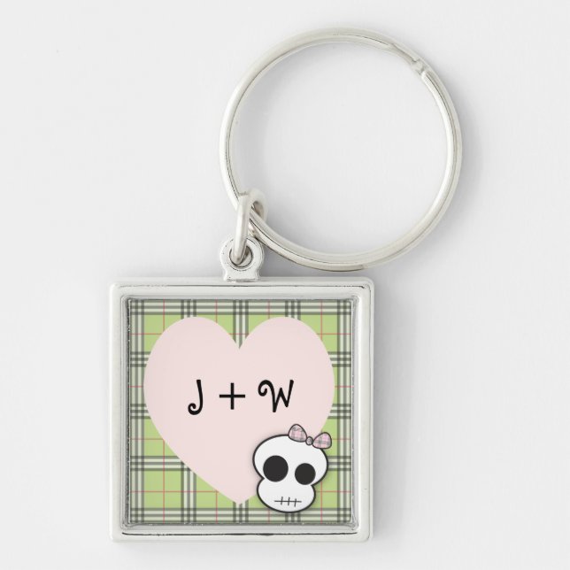 Custom Scary Love Valentine: Chartreuse Key Ring (Front)