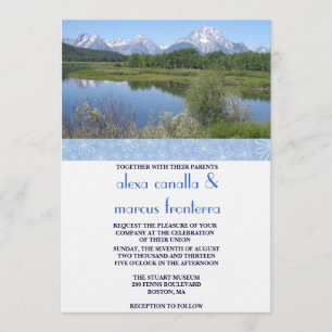 Custom Scenes Wedding Invitation w/Blue Ribbon