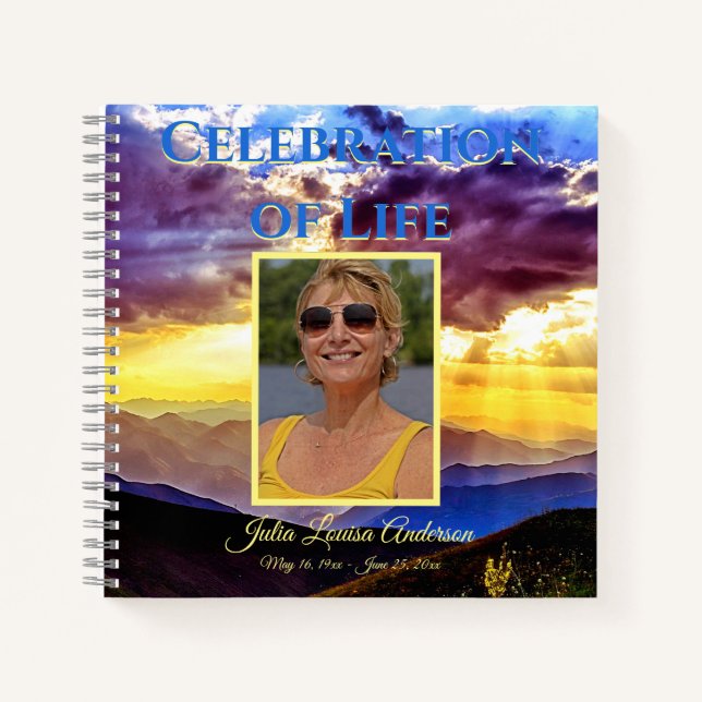 Custom Scenic Funeral Guest Book Spiral Notebook (Front)