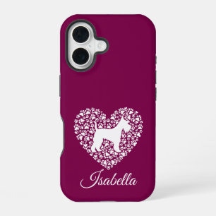 Custom Schnauzer Heart Paws Print - Dog Lover iPhone 16 Case