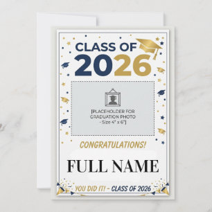 Custom School Colours Graduation Photo Card   Clas