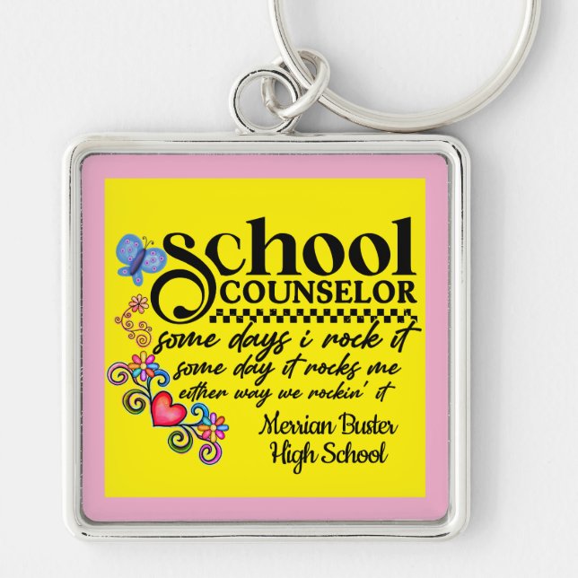 Custom School Counsellor Fun Quote  Key Ring (Front)