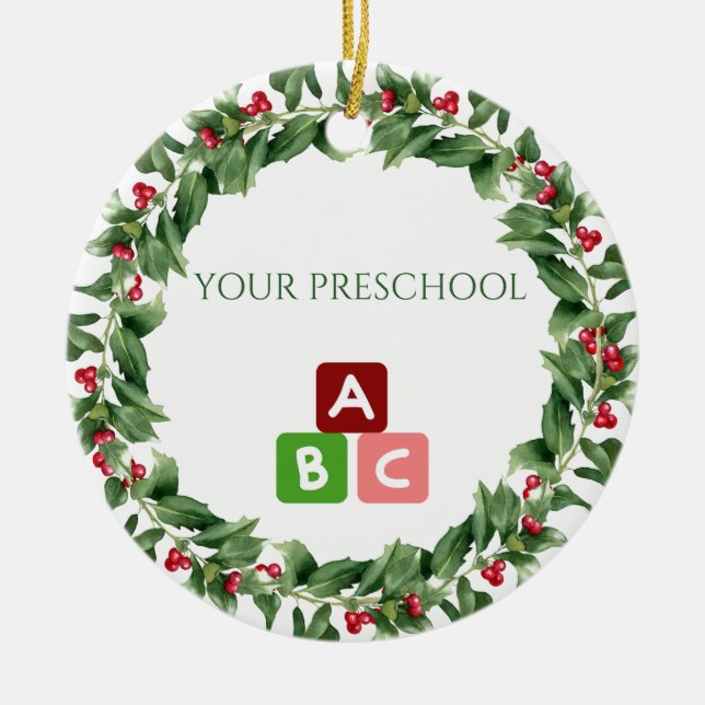 Custom School Holiday Teacher  Ceramic Tree Decoration (Front)