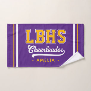 Custom School Initials, Personalised Cheerleader Hand Towel