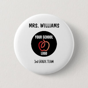 Custom School Logo Teacher Staff Name Tag Button