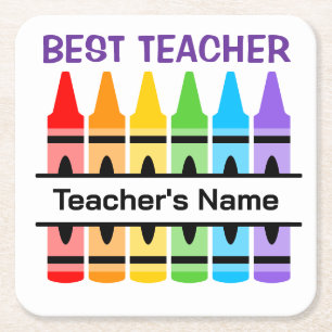 Custom School Napkins, Personalise Teacher Gift Sq Square Paper Coaster
