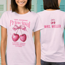Custom School Principal Cute Pink Coquette Cherry