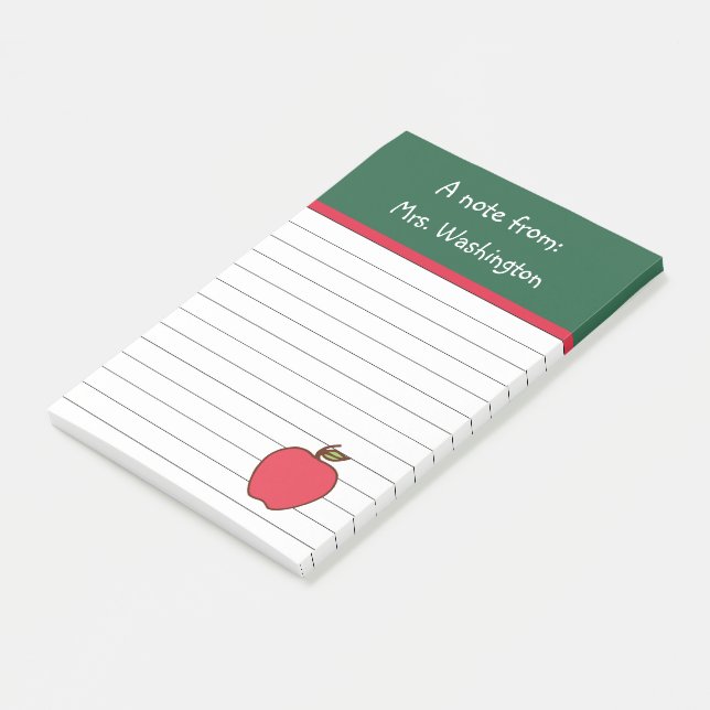 Custom School Teacher's Apple Post It Notes Gift (Angled)