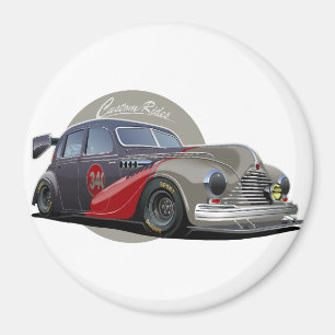 Custom sci-fi retro race car magnet