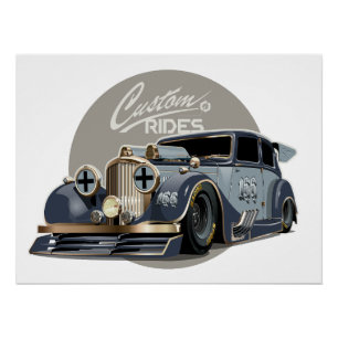 Custom sci-fi retro race car poster