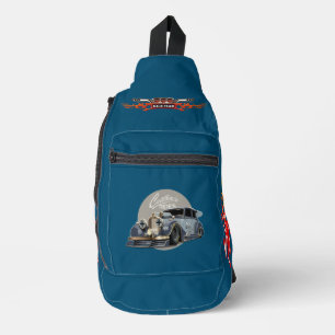 Custom sci-fi retro race car sling bag
