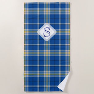 Custom Scotland flag colours tartan plaid pattern: Beach Towel