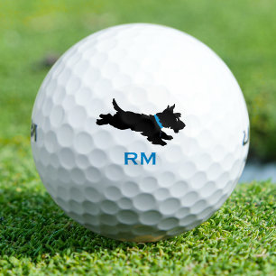 Custom Scottie Dog Golf Ball Set Monogram Blue