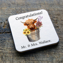 Custom Scottish Coaster, Highland Cow Gift Idea