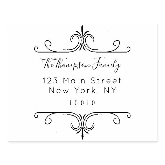 Custom Script Family Name Return Address Rubber Stamp (Imprint)